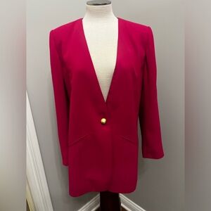 CHAUS beautiful vintage hot pink with gold buttons blazer size 10